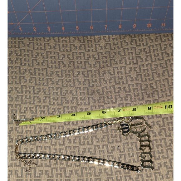 Queen Gold Tone Statement Necklace Crown Pendant Lobster Clasp - Picture 4 of 6